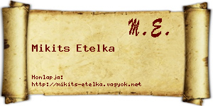 Mikits Etelka névjegykártya